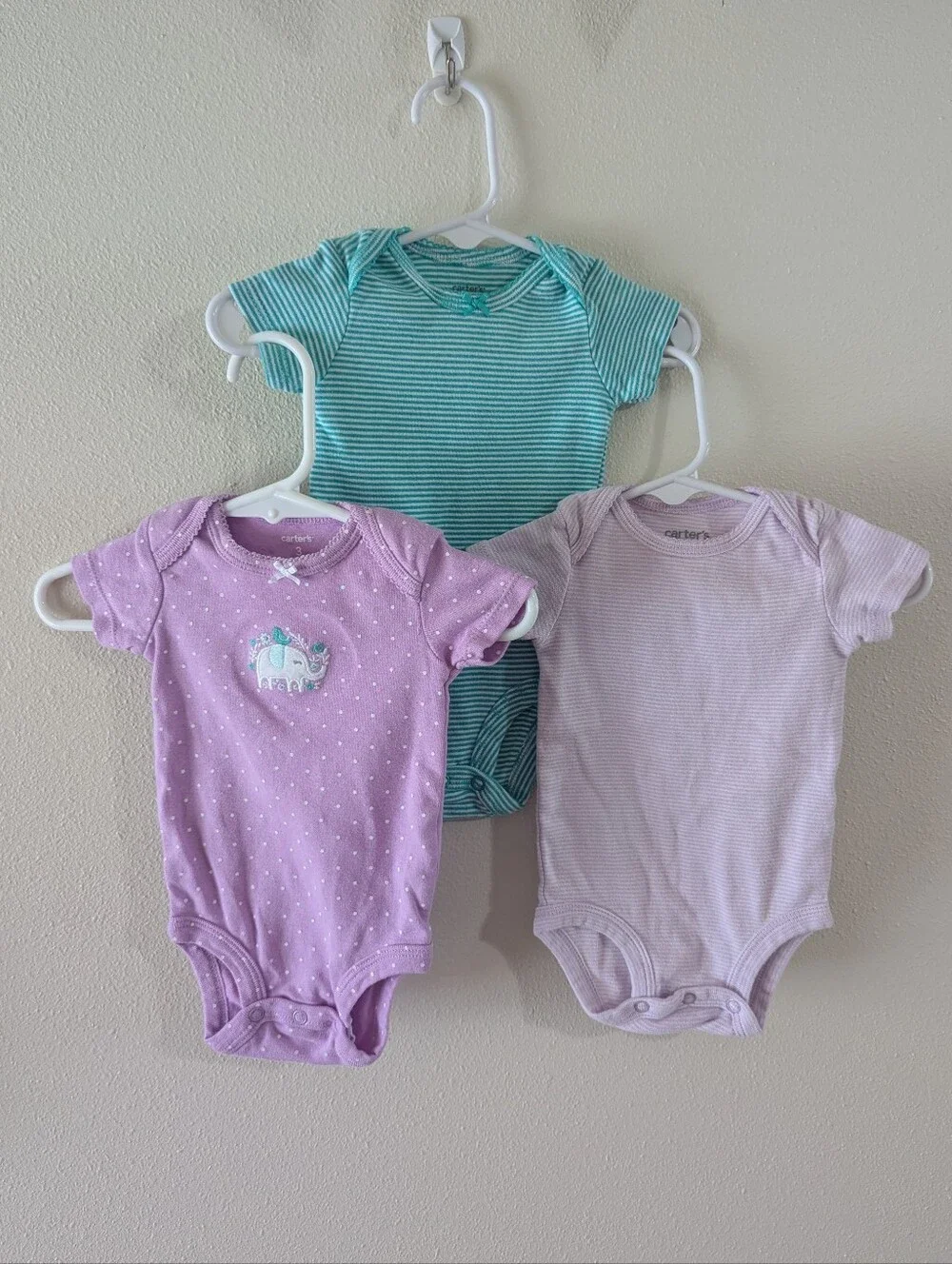 3 Baby Girl Bodysuits Sz 3m